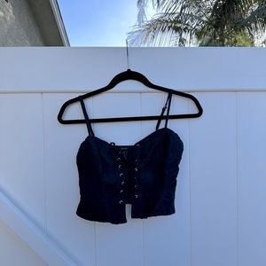 Forever 21 Black Lace Up Crop Top